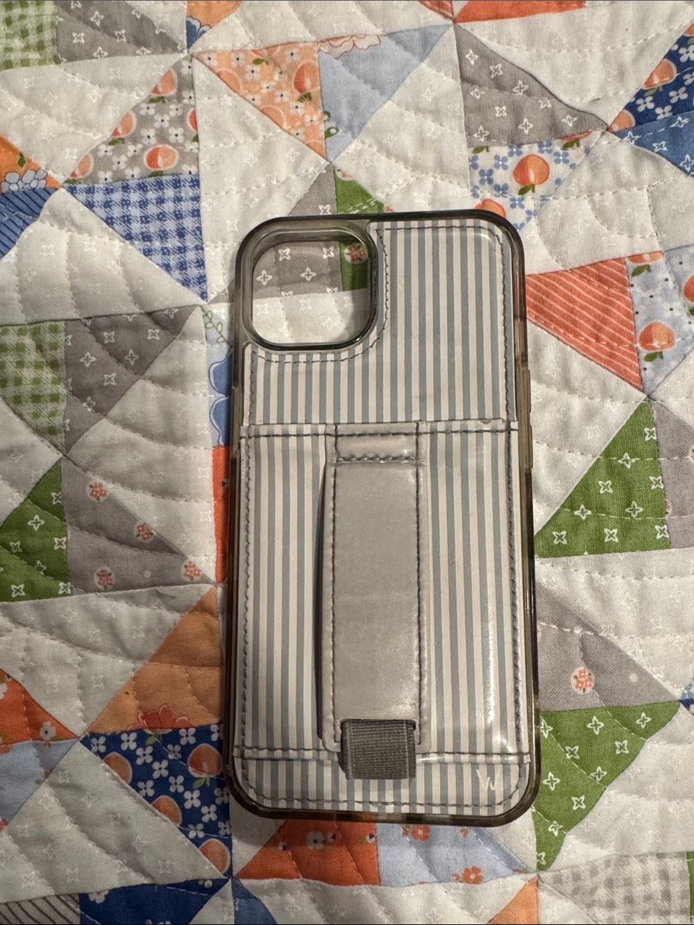 Walli Striped Gray Phone Case with Hand Strap